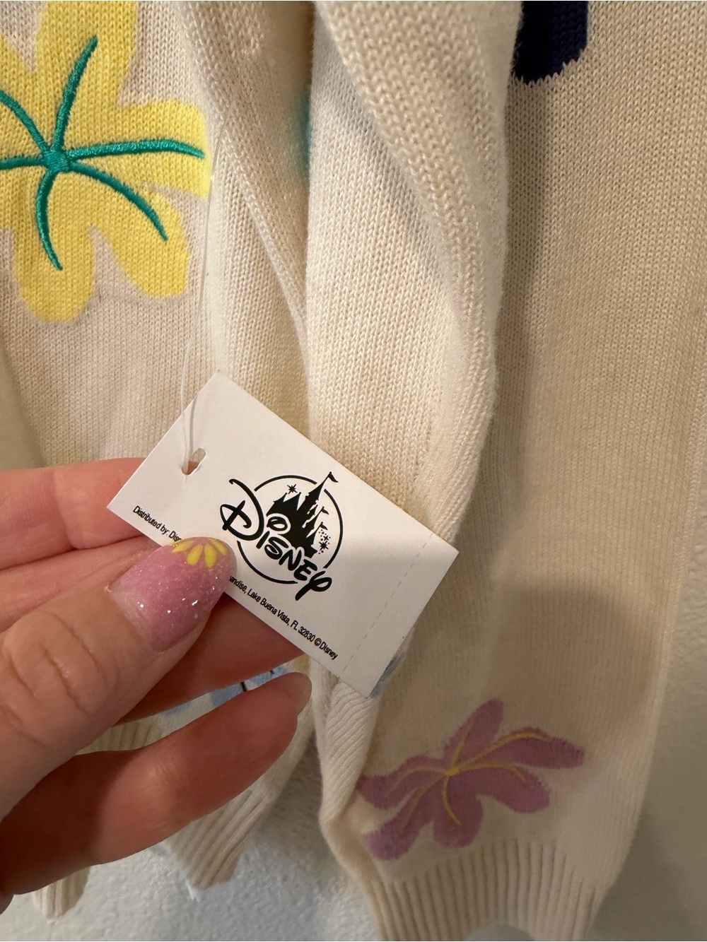 **NWT** Disney Cream Tinkerbell Floral Crewneck Sweater - Picture 7 of 11